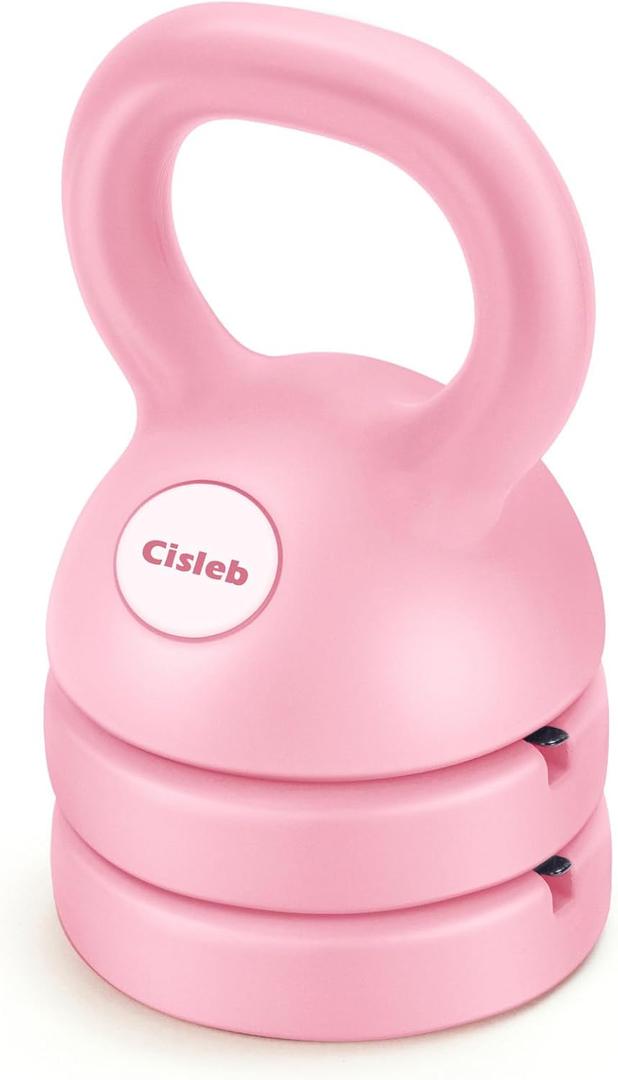Adjustable Kettlebell Weight Set: 3-in-1 Kettlebells (5lbs 8lbs 12lbs) for Home Gym Full-Body Workout Strength Training Weight Loss | Good for Beginners (Pink)
