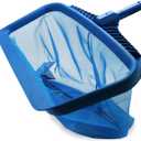 Pool Skimmer Net, Heavy Duty Leaf Rake Cleaning Tool, Fine Mesh Net Bag Catcher Blue
