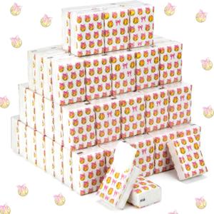 Marspark 60 Pack Softball Pocket Tissues, 3 Ply, Pink Bows Softball