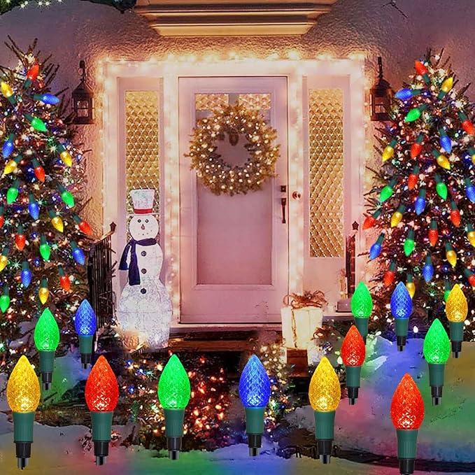 20-Pack Solar C9 Multi-color Garden Stake Lights for Christmas Tree, Garden, Patio, Yard, Pathway