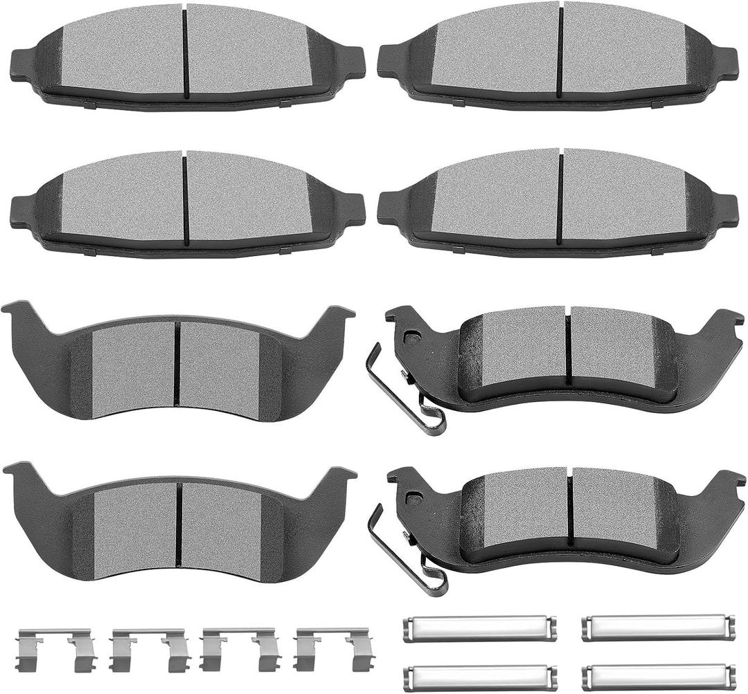 SCITOO Brake Pads Kits Front Semi-Metal Rear Ceramic 8pcs Fit for 2003-2011 for Ford Crown Victoria,2003-2011 for Lincoln Town Car,2003-2011 for Mercury Grand Marquis,2003-2004 for Mercury Marauder