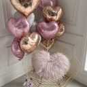 3 x Pastel Heart Balloons 12 PACK Pink Valentines Day Heart Shaped Decorations Rose Gold Mylar Foil Balloon Set