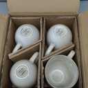 AmorArc 12oz Coffee Mugs Set of 4, Ceramic Coffee Mugs for Man,Woman,Dad,Mom, Modern Coffee Mugs with handle for Latte/Cappuccino/Cocoa. Dishwasher&Microwave Safe, Reactive White