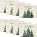 Artoid Mode Beige Pine Tree Snowflake Merry Christmas Placemats Set of 8, 12x18 Inch Seasonal Winter Xmas Holiday Table Mats for Party Kitchen Dining Decoration