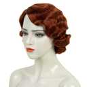 MEDISIFA Short Red 1920s Wig for Women Gatsby roaring 20s Finger Wave Party Synthetic Full Vintage Wigs for Womens Lady Cosplay Costume Fancy Dress 1920 Flapper Wig