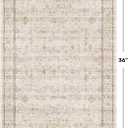 Farmhouse Bathroom Rug 2x3 Beige, Machine Washable Small Non Slip Indoor Entryway Area Rug, Low Pile Thin Neutral Vintage Design for Bedside, Kitchen