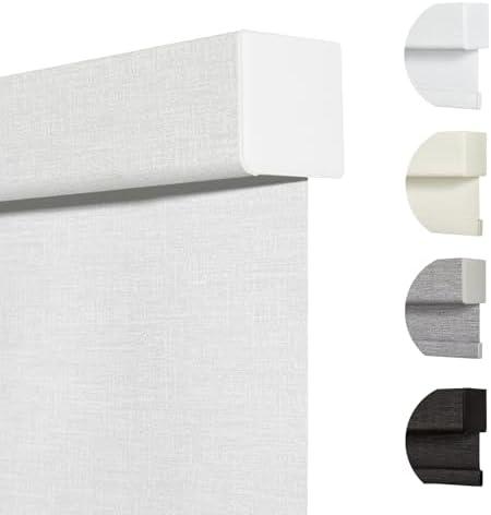 Persilux Blackout Roller Shades & Blinds Windows Shades Free-Stop Blackout with Jacquard Fabric, Cordless Pull Down Shades for Home, Easy to Install for Door/Office, White (31.5"W x 72"H)