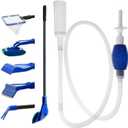 GreenJoy Aquarium Fish Tank Cleaning Kit Tools Algae Scrapers Set 5 in 1 & Fish Tank Gravel Cleaner - Siphon Vacuum for Water Changing and Sand Cleaner (Cleaner Set)