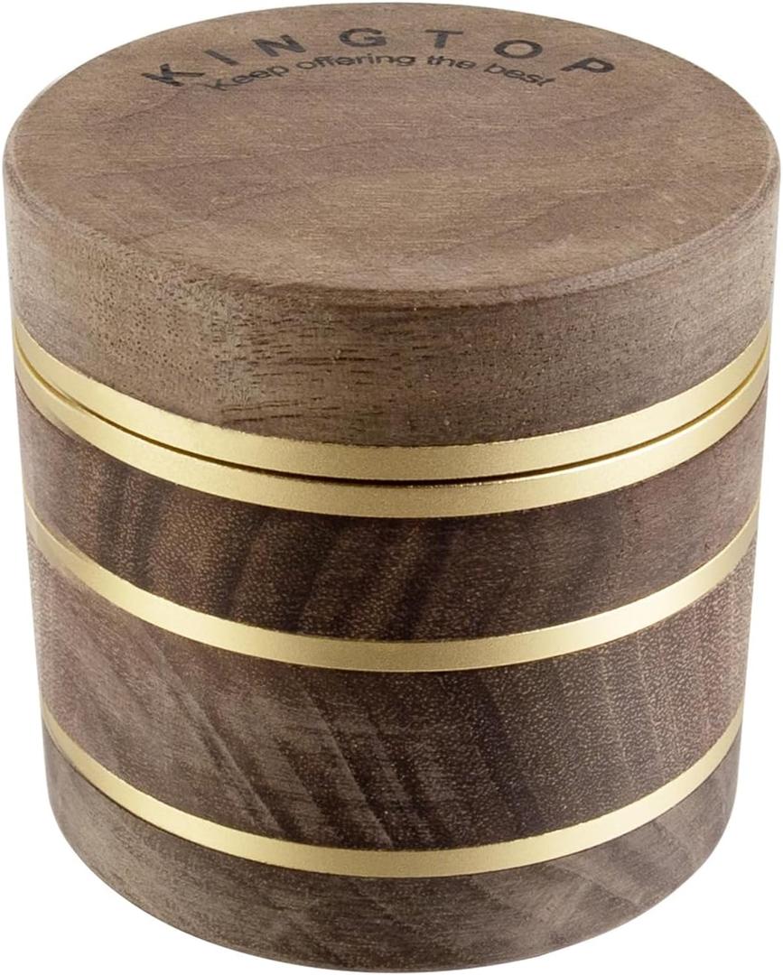 KINGTOP Spice Grinder, 2.5" Walnut Wood and Aluminum Manual Grinder