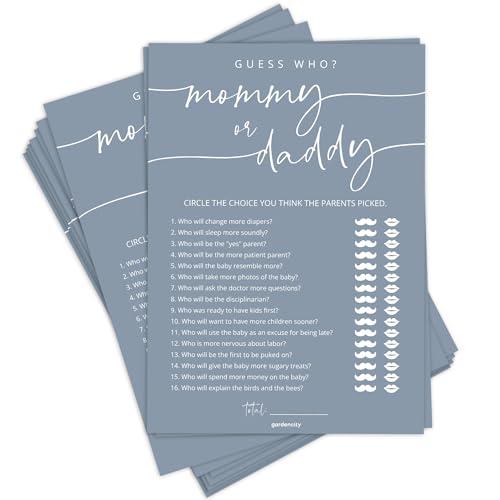 GardenCity 50 Mommy or Daddy? Baby Shower Game Cards, Fun Baby Shower Games Activity, Gender Neutral Boy or Girl - Blue