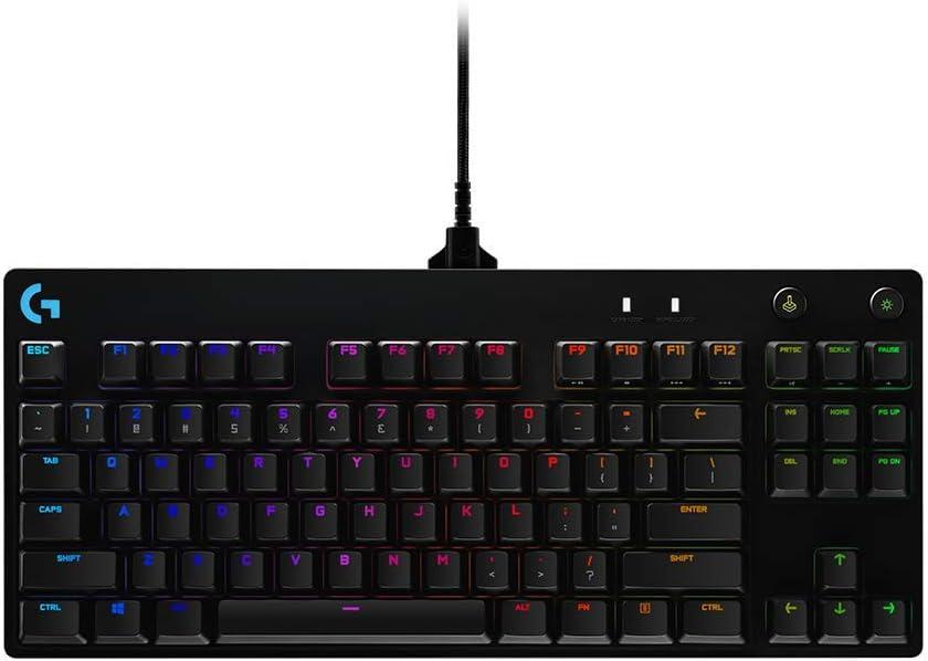 Logitech G PRO Mechanical Gaming Keyboard, Ultra Portable Tenkeyless Design, Detachable Micro USB Cable, 16.8 Million Color LIGHTSYNC RGB Backlit Keys (TKL - Wired, Black)
