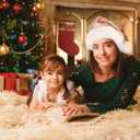 SATINIOR Adult Santa Hat Unisex Christmas Hat Santa Claus Cap Christmas Cap with Lining and Plush Brim for Xmas Women Men (adult size (12-14), Rose Gold Sequins)