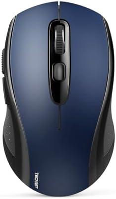 TECKNET Bluetooth Mouse, 4000DPI Wireless Mice for Laptop 2-in-1(BT 5.0/3.0+2.4Ghz) Computer Portable PC Mouse Wireless with USB Receiver for Mac (USB-A+Bluetooth, Blue)