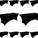 10-Pack 6ft Black Spandex Table Covers for Rectangle Standard Folding Tables - Wrinkle Resistant Stretch Tablecloths - Ultimate Fitted Table Protector for Parties, Banquet, Wedding