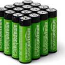 Amazon Basics 16-Pack Rechargeable AA NiMH Batteries, 2000 mAh, 1.2V, Recharge up to 1000x Times, Pre-Charged