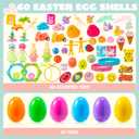 JOYIN 60Pcs Easter Eggs with Toys Stickers Inside, Prefilled Easter Eggs Hunt with Assorted Toys for Kids Boys Girls, Basket Stuffers Filler, Party Favors, Classroom Exchange
