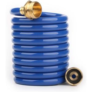 EVA Coil Garden Hose for Gardener: Retractable Self Coiling Hoses with 3/4" GHT Solid Brass Fittings - Kink Free and Flexible for Home and Garden Yard (10FT, Blue)