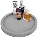 MyGift 11-inch Modern Gray Concrete Round Bathroom Vanity Tray, Cologne and Perfume Tray for Dresser Top