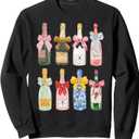 New year 2026 Champagne T-Shirt Cool Glass Coquette Bottle Sweatshirt, S
