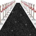 Glitter Carpet Runner for Party 2.6 X 30 ft Glitter Non-Woven Fabric, Carpet Rug for Event, Aisle Runway Runner for Wedding Ceremony, Movie Theme Party Decorations (Glitter Black, 2.6FTx30FT)