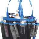 Mesh Shower Caddy Basket, 8 Large Pockets Quick Dry Shower Tote Bag, Portable Bathroom Caddy for College Dorm, Blue