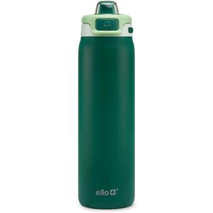 Ello Pop & Fill 22oz Stainless Steel Water Bottle with Quick Fill Technology, Double Walled and Vacuum Insulated Metal, Leak Proof Locking Lid, Sip and Chug, Reusable, BPA Free, Forest Mist