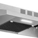 Range Hood 30 inch Under Cabinet, Stainless Steel Kitchen Vent Hood 280CFM, Built-in Kitchen Stove Hood w/Rocker Button Control, Ducted/Ductless Convertible Duct, 2 Speeds Fan, Bright LED Light