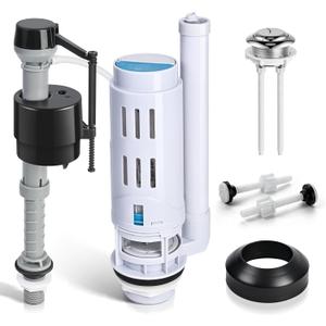 2-Inch Dual Flush Valve Replacement Kit for 2-Piece Toilets, Universal Toilet Repair Kit with Push Button, Fill Valve, Gasket & Bolts,Compatible with Glacier Bay, Kohler, American Standard, and Toto