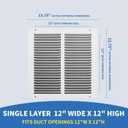 12x12 Return Air Grille (Duct Opening Size), Air Return Vent Cover, AC Vent Cover, Cold Air Return Vent Cover, Flat Return Air Grilles, Outer Dimensions:13.75"W x 13.75"H (12"W x 12"H, Duct Opening)