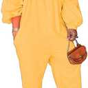 MESLIMA Women's Loose Fit Elastic Off Shoulder Beam Foot Long Sleeve Jumpsuit Rompers with Pockets, XL