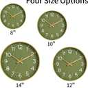 Roymnie Wall Clock 14 Inch Silent Green Wall Clocks Battery Operated- Modern Non Ticking Analog Clock Decorative for Living Room Bedroom Office Kitchen(Gold)