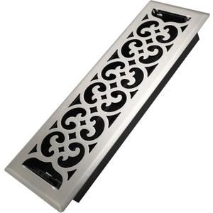 Howeall 4x14 Inches Heavy Duty Walkable Floor Register Easy Adjust Air Supply Lever Floor Vents - Charlotte Design - Vent Cover for Home Floor - Satin Nickel