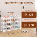 KANAV 4-Tier Expandable Shoe Rack, Heavy Duty Adjustable Metal Shoe Organizer for Closet, Entryway & Mudroom, Freestanding, Tool-Free Assembly, White