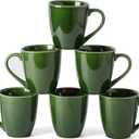 vicrays Coffee Mug Set, 12 Ounce, Set of 6, Ceramic Mug for Men, Women, Unique Glazed Mugs with Handle for Coffee, Tea, Milk, Cocoa, Cereal(Green)