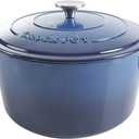 Crock-Pot Artisan 7-Quart Round Enameled Cast Iron Dutch Oven Sapphire Blue, Durable Heavy-Duty Cookware for Slow Cooking, Baking, Roasting with Lid