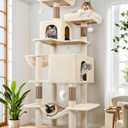 Globlazer Cat Tree Tower, 76-Inch Extra Tall Multi-Level Cat Furniture with Cozy Condos, Hammock and Perches for Adult Cats, Perfect for Climbing, Scratching, and Play, F76, Beige