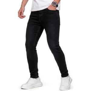 GINGTTO Black Jeans Men Skinny Stretch Denim Jeans for Men Slim Fit Pants 36W30L