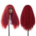 Curly Wig for Women and Girls Long Afro Curls Wigs with Bangs Synthetic Hair Replacement Wigs for Cosplay and Daily Use Red Curly Wig 26 Inch