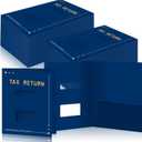 Mooliwe 100 Pcs Blue Tax Return Folders Bulk 9 x 11.25 Inches Income Tax Organizer with Side Staples Double Windows Paper File Pocket Document Folders for Accountants Business Office Supply