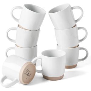 famiware Coffee Mugs for 8, 13 oz Mug Set, Dringking Cup with Handle for Coffee, Tea, Cocoa, Milk, Milkyway Serise, White