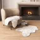 Soft Fluffy Faux Fur Accent Rug - Fuzzy Shag Rugs for Bedroom, Living Room & Nursery - Furry Sheepskin Carpet & Plush Shaggy Chair Throw (White)