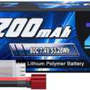 Zeee 2S Lipo Battery 7.4V 80C 7200mAh Hardcase RC Battery with T Connector for RC Vehicles Car Truck Losi Slash Buggy Team Associated
