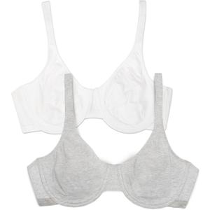 Fruit of the Loom Women's Unlined Underwire Bra - Cotton & Spandex Blend for Natural Shape and Flexibility (White)38D
