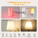 Battery Operated Wall Sconces set of Two,Wireless Wall Sconces with 10000mAh Dimmable Bulb and Remote,LED 15 Colors Rechargeable Gold Wall Sconce with Fabric for Bedroom Living Room Hallway Wall Decor (2 Pack)