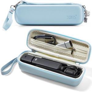 Hard Carrying Case for DJI Osmo Pocket 3 / Pocket 4 and Accessories, Small Compact Portable Storage Bag with Wrist Strap & Two-Way Zipper (Blue)