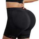 Women Bigger Butt Enhancer Butt Lifter Padded Lace Shapewear Control Panties Seamless Thicker Fake Buttock Underwear (Black, L)