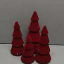 Lanpn 4 Pcs 6" 8" 10" Christmas Velvet Tree Figurine Decoration, Xmas Cone Tree Set Indoor, Small Tabletop Pine Trees Statue, Mantel Table Centerpiece Home Entryway Winter Holiday Decor, Red