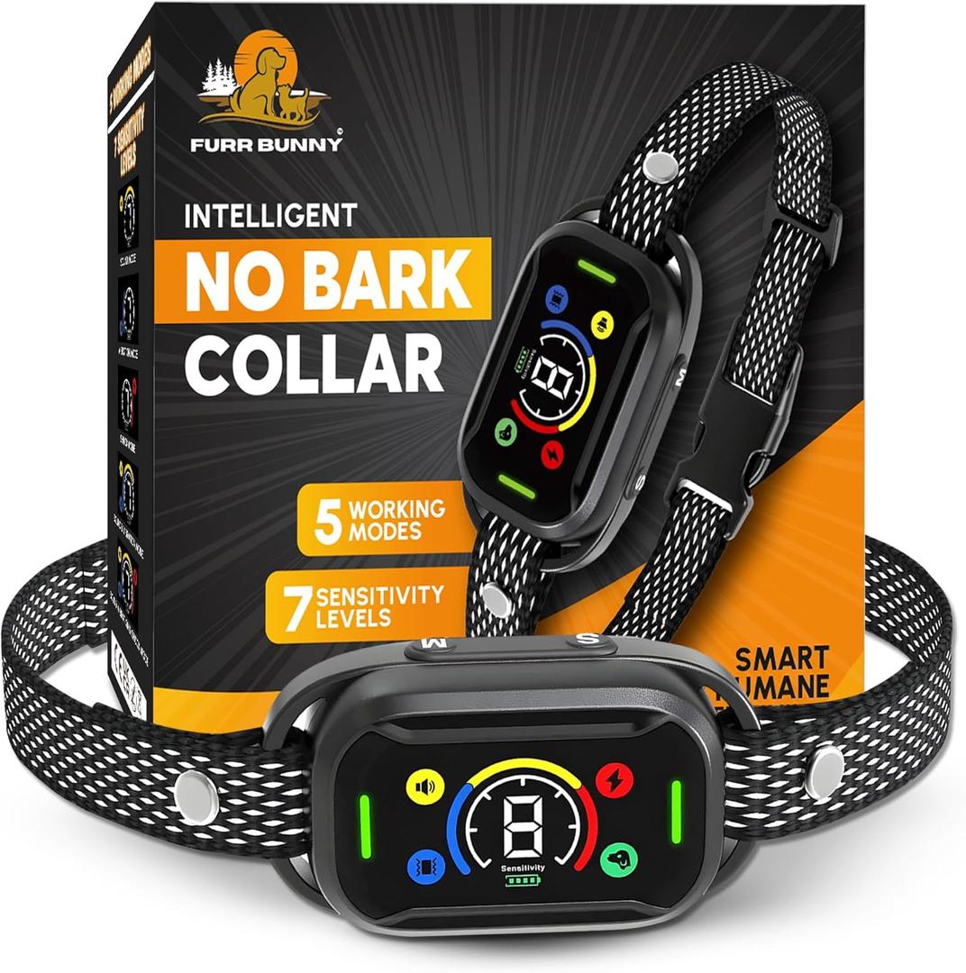2025 Upgraded Intelligent Dog Bark Collar for Small, Medium, Large Dogs - Beep, Vibration and Safe Static Shock, 7 Sensitivity Levels Adjustment - Effective Training to Stop Excessive Barking Fast