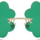 2 x St. Patricks Day Green Sunglasses Irish Shamrock Four Leaf Clover Lens Shades Costume Party Glasses(Four Leaf Green) (Green)