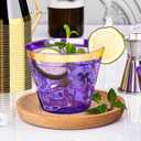 Bestluck 100 Pack 9 oz Purple Plastic Cups, Clear Disposable Cups with Gold Rim, Plastic Cocktail Glasses for Party & Graduation & Wedding